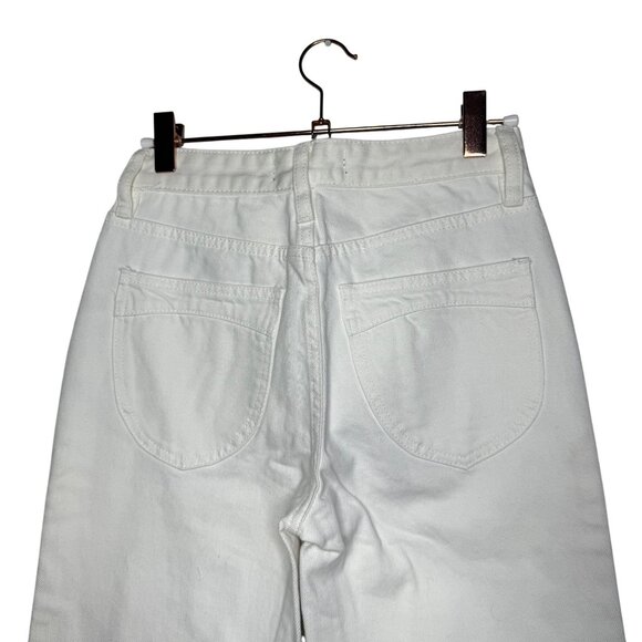 Free People High Rise Straight Flare Jeans Size 24 White 100% Cotton Frayed New - Picture 6 of 10